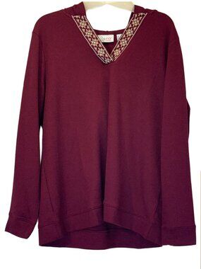 Women Burgundy Hooded Top Size L